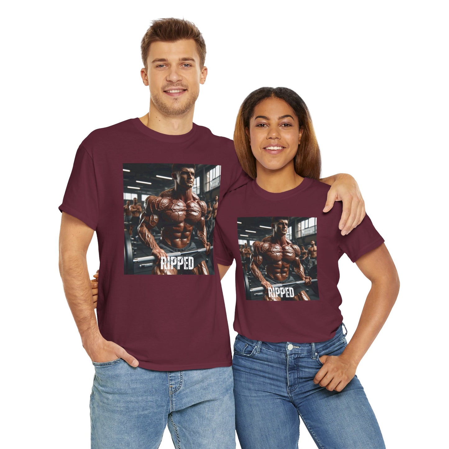 "Ripped" bodybuilding design Unisex Heavy Cotton Tee