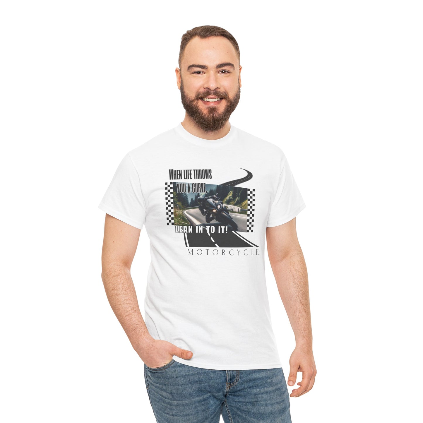 When Life Throws You A Curve, Lean In To It Unisex Heavy Cotton Tee