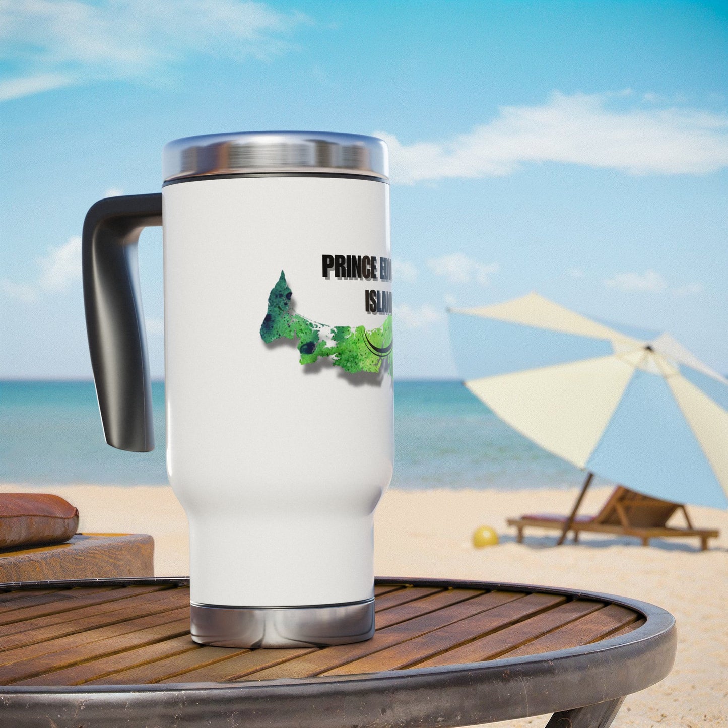 Prince Edward Island / Stainless Steel Travel Mug with Handle, 14oz