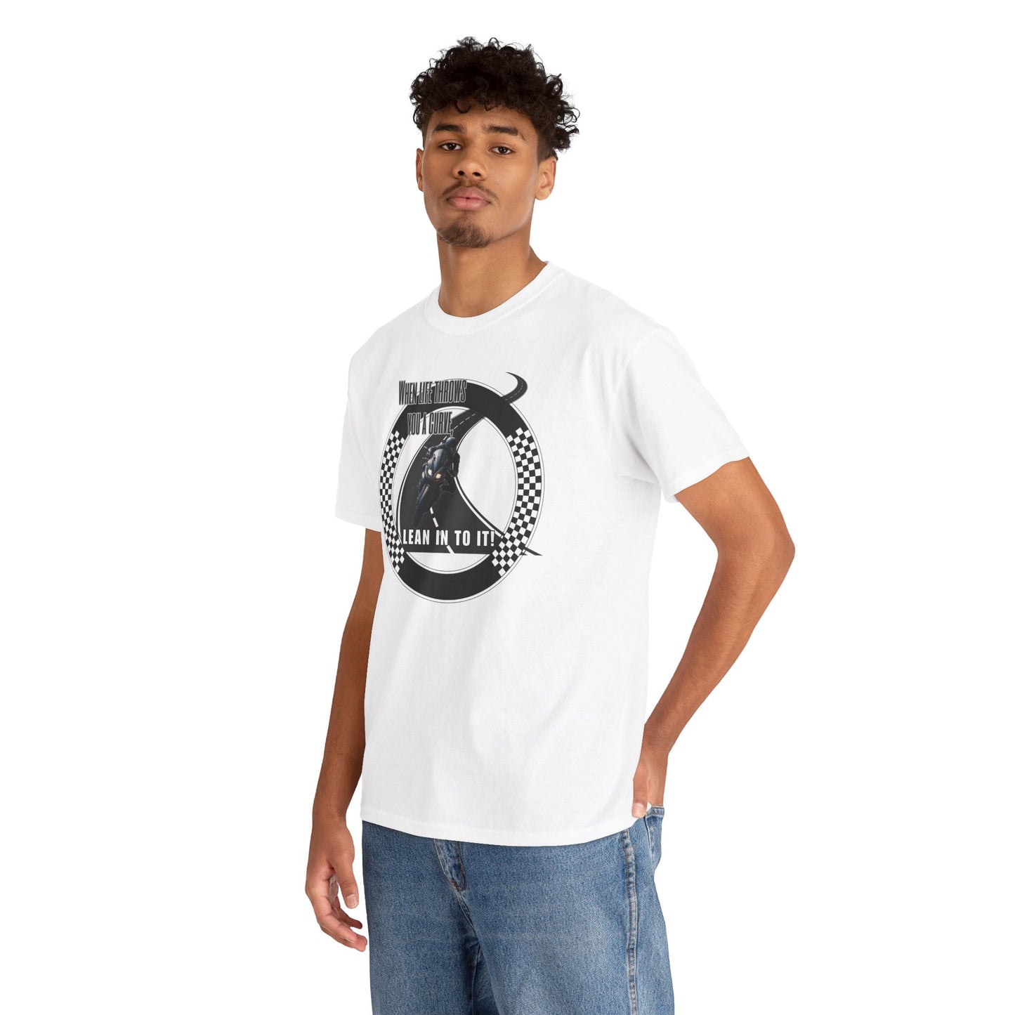 When Life Throws You A Curve, Lean In To It Unisex Heavy Cotton Tee