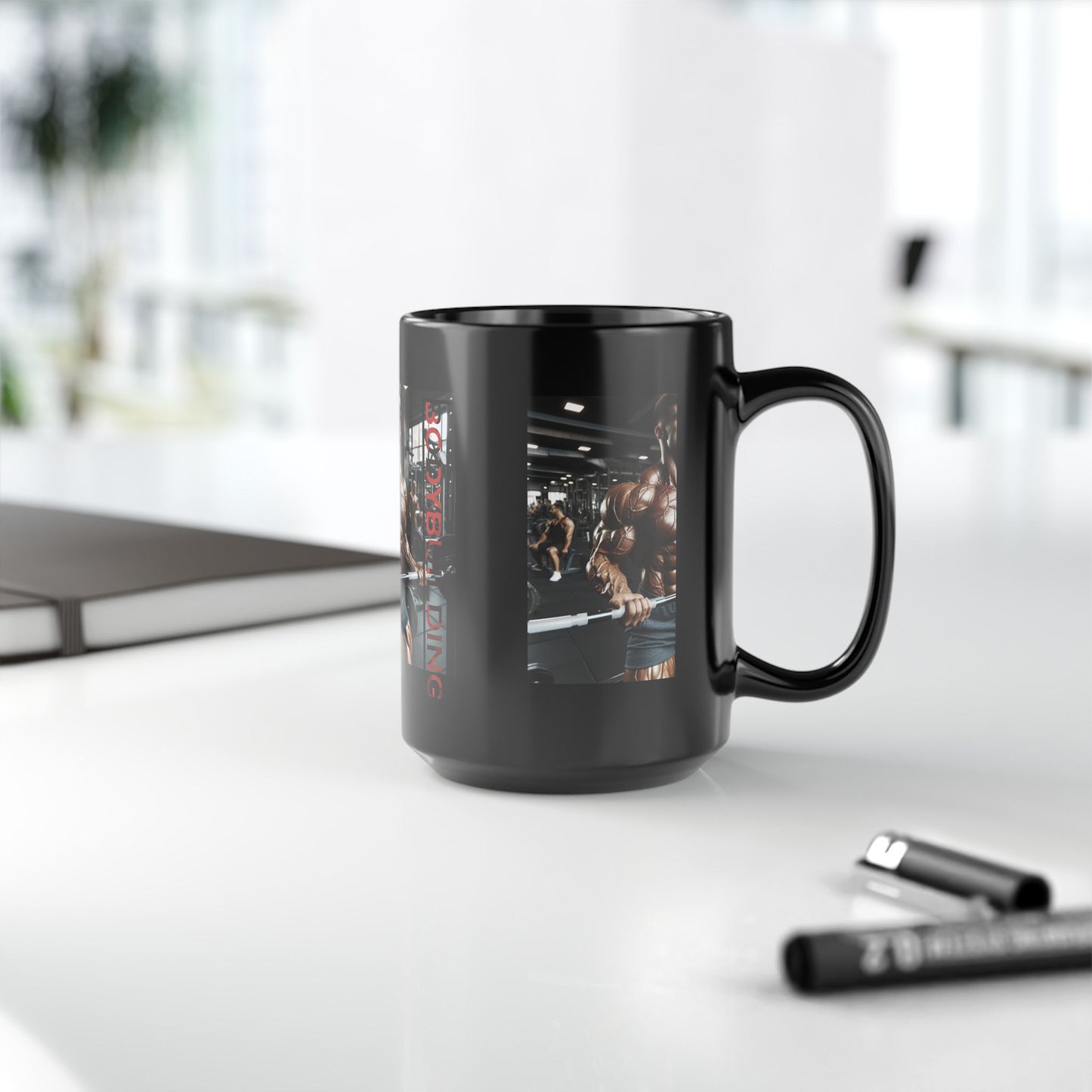 Bodybuilding / Black Mug, 15oz