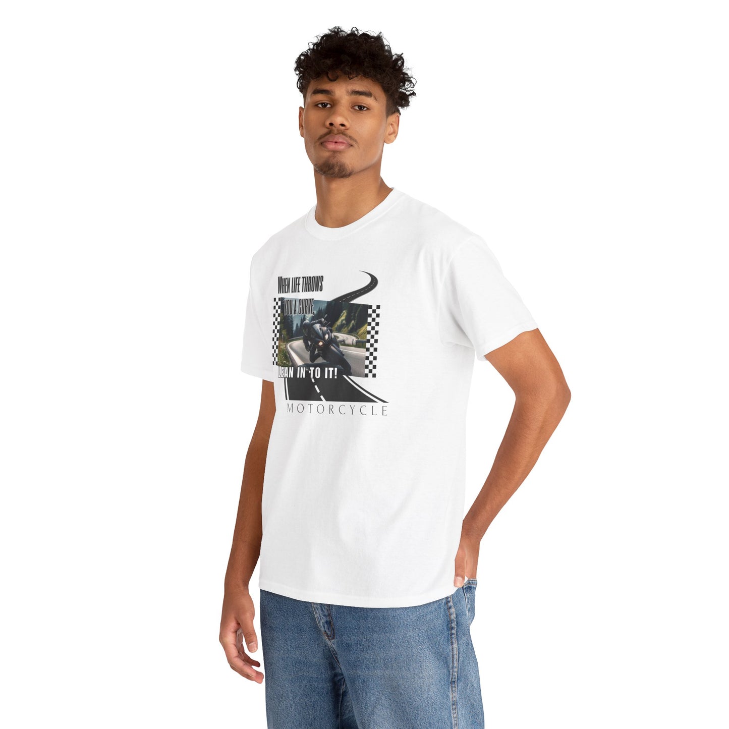 When Life Throws You A Curve, Lean In To It Unisex Heavy Cotton Tee