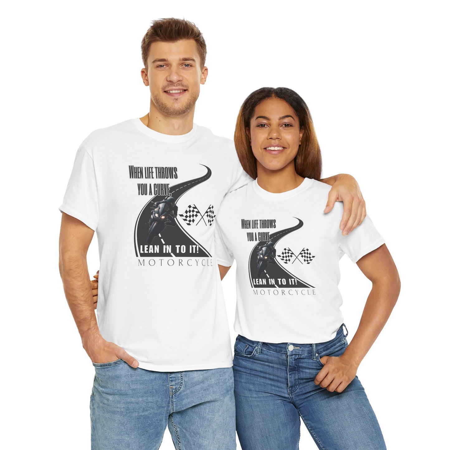 When Life Throws You A Curve, Lean In To It Unisex Heavy Cotton Tee