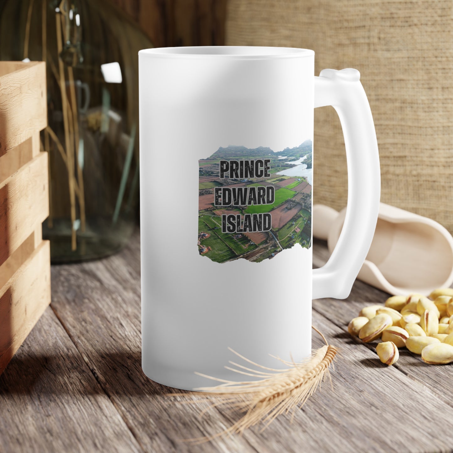Prince Edward Island / Frosted Glass Beer Mug 16 oz