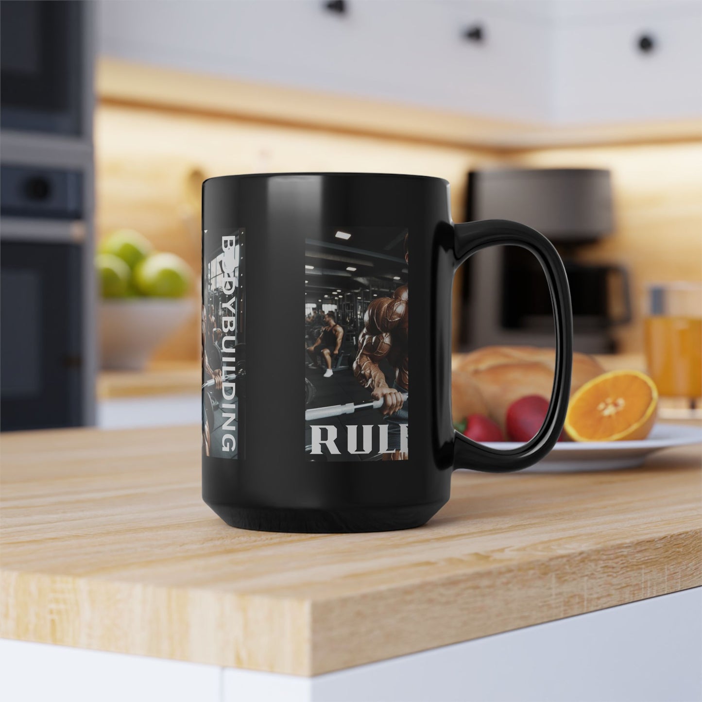 Bodybuilding Rules / Black Mug, 15oz