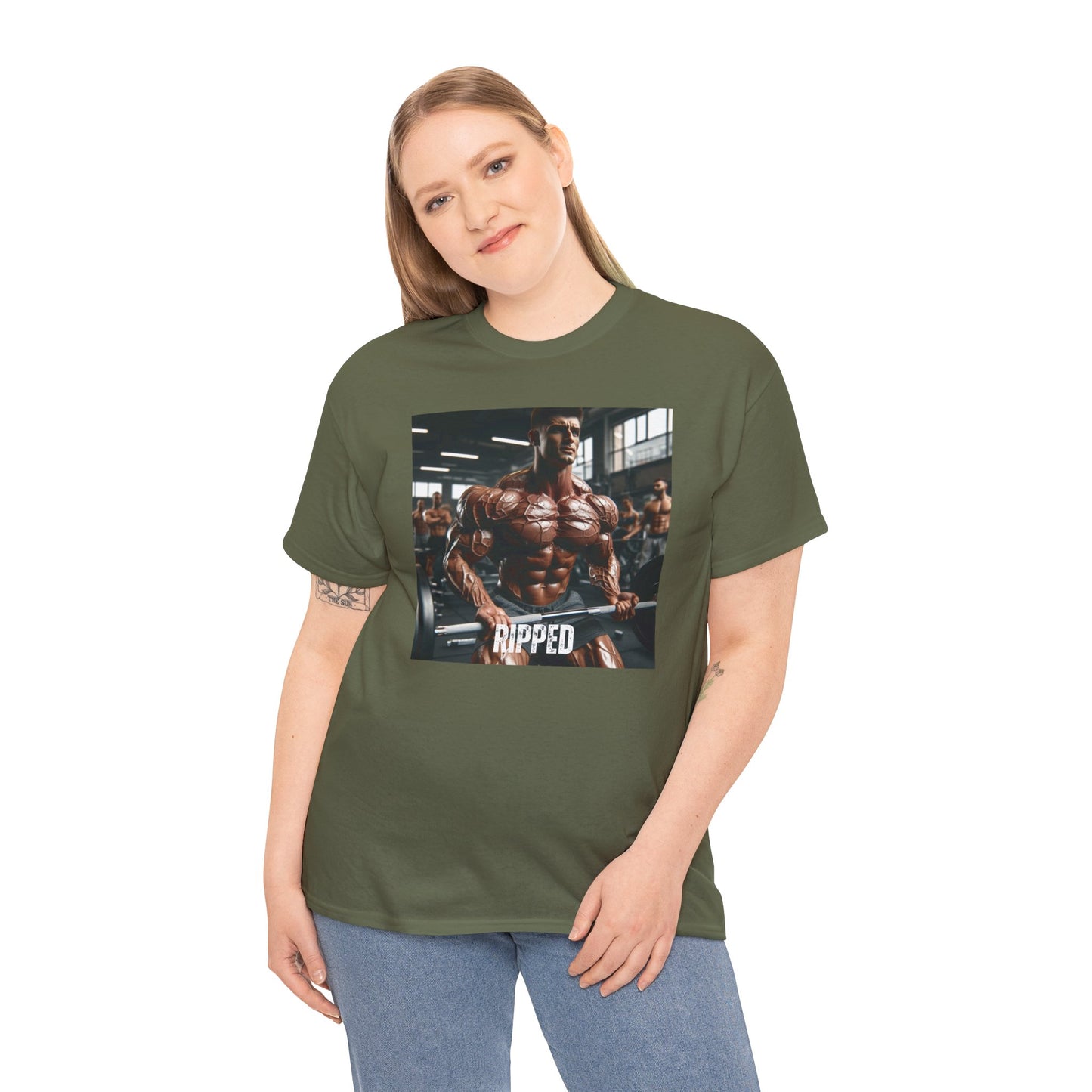 "Ripped" bodybuilding design Unisex Heavy Cotton Tee