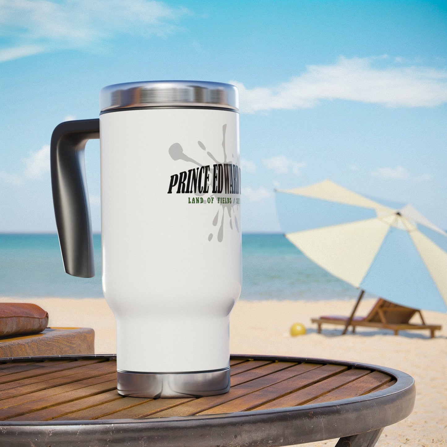 Prince Edward Island / Stainless Steel Travel Mug with Handle, 14oz