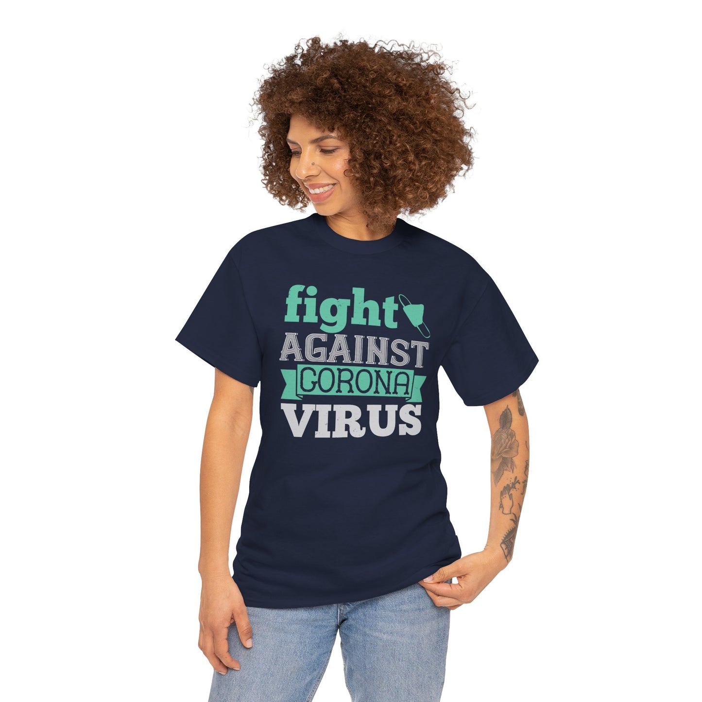 Fight Against Corona Virus Unisex Heavy Cotton Tee