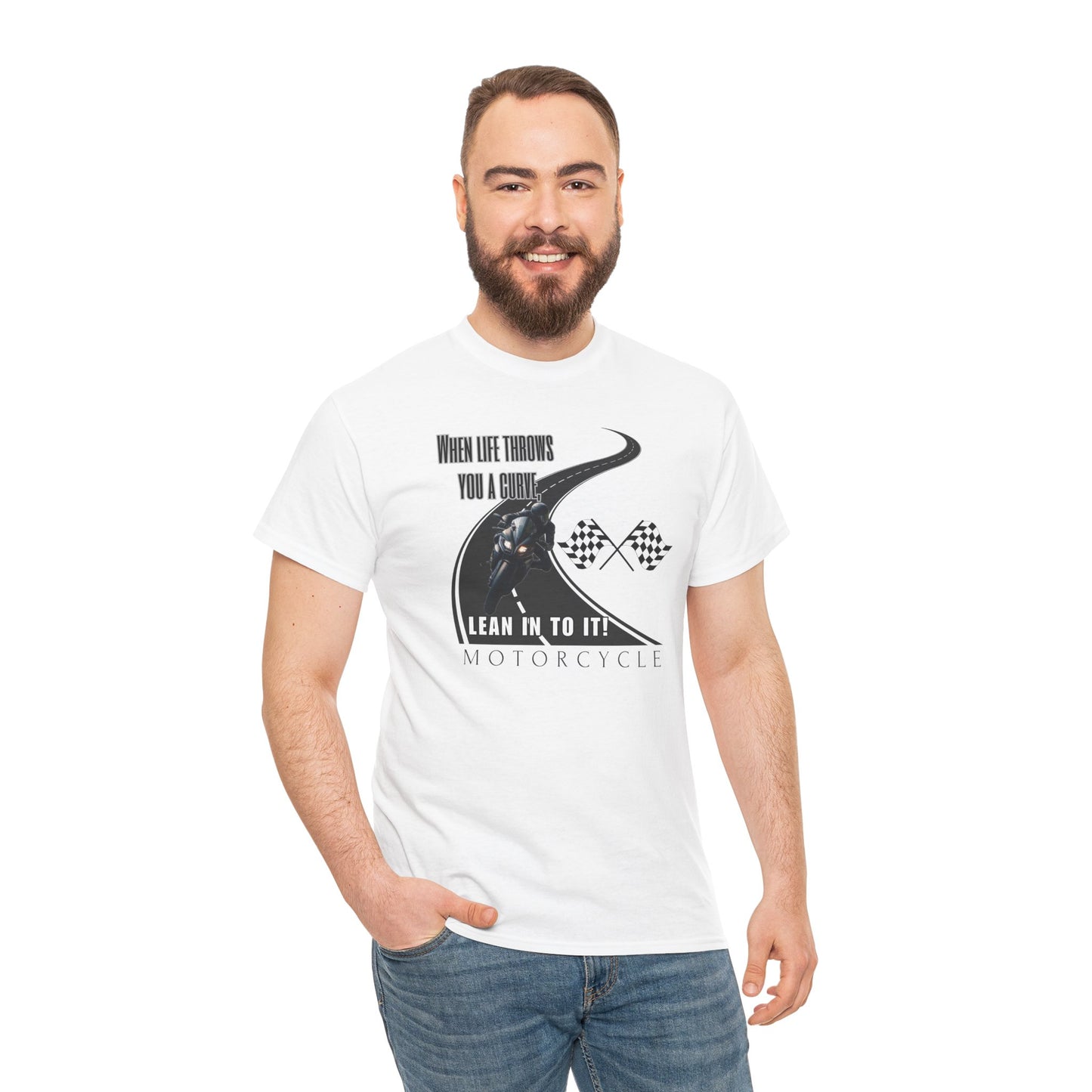 When Life Throws You A Curve, Lean In To It Unisex Heavy Cotton Tee