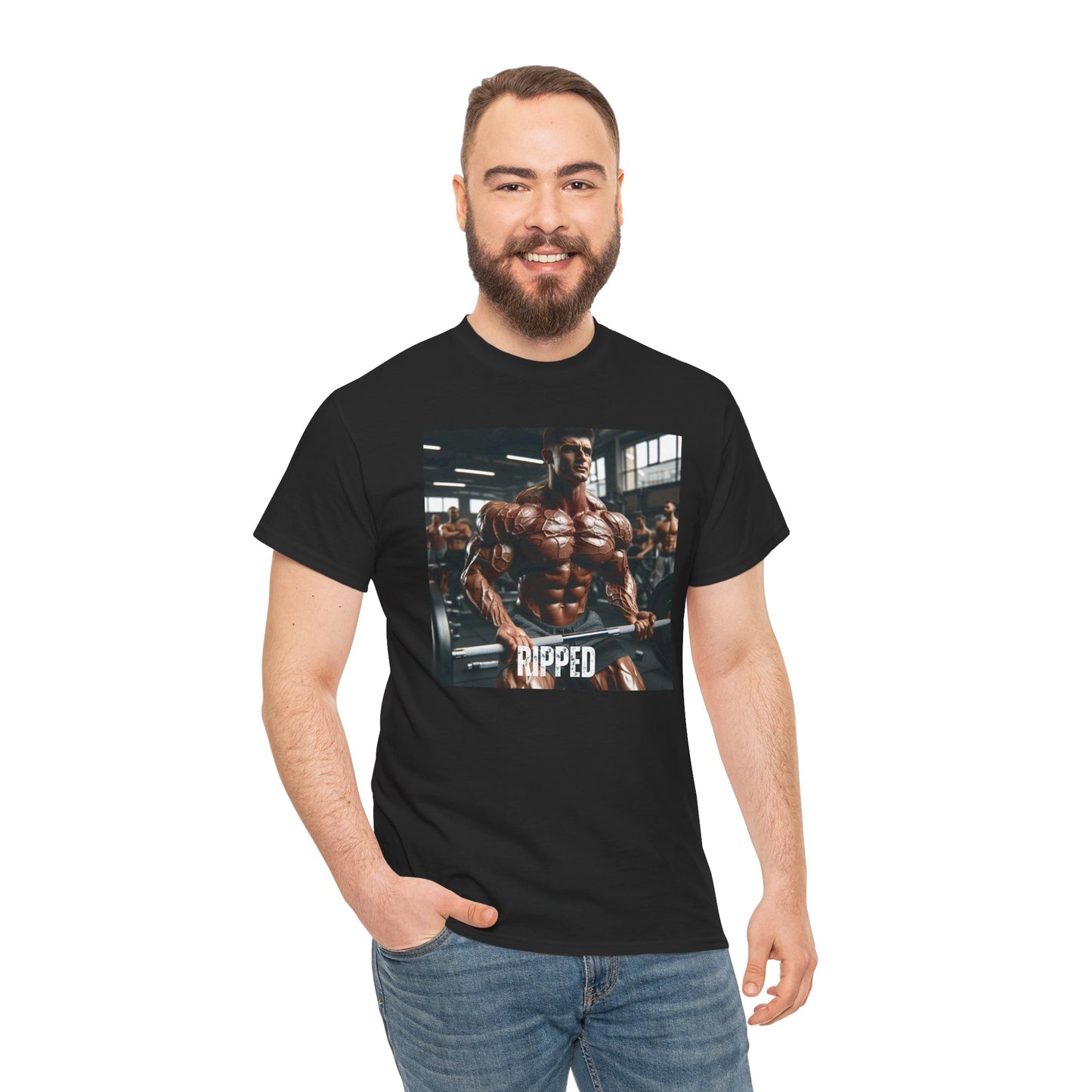 "Ripped" bodybuilding design Unisex Heavy Cotton Tee
