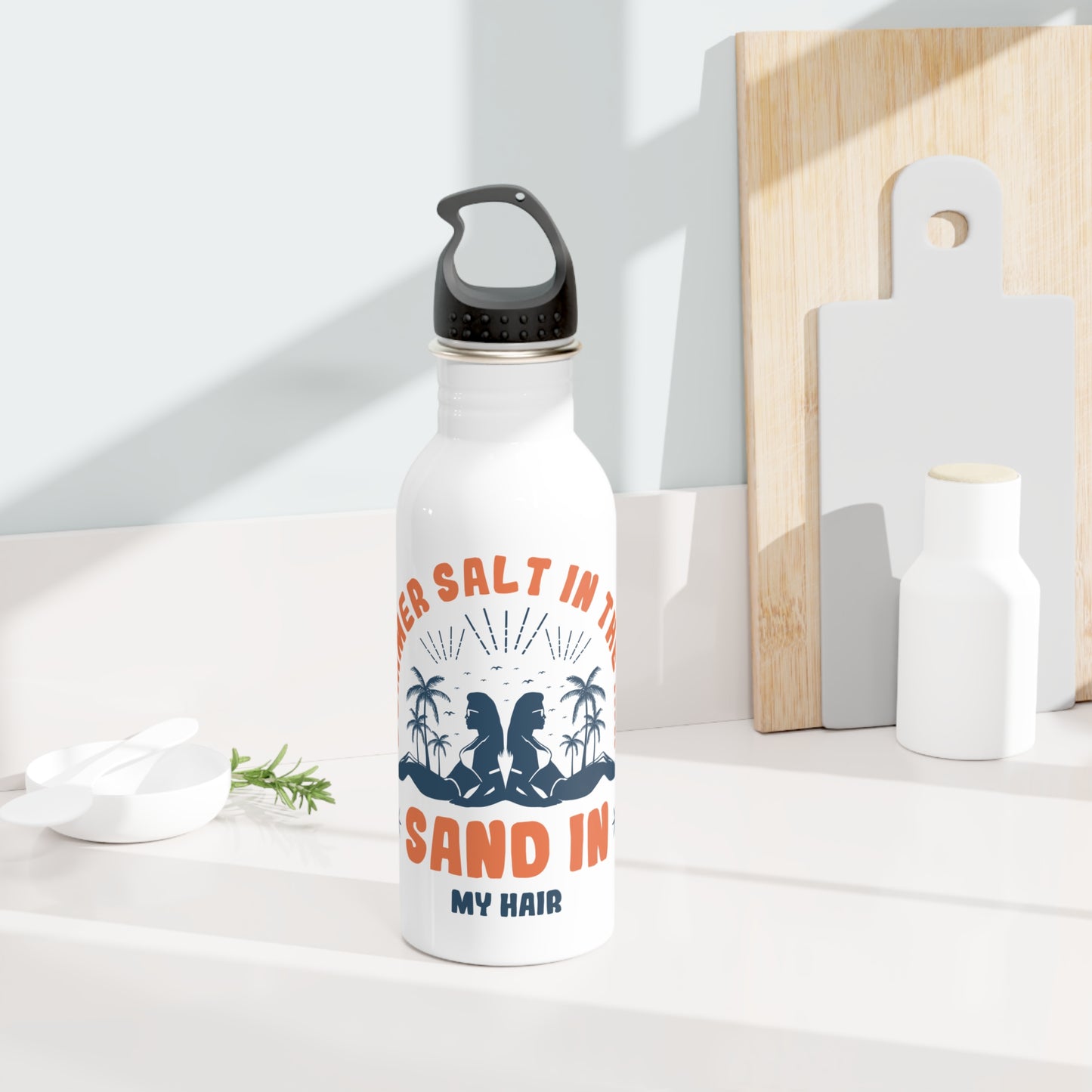 Summer salt in my hair / Sand in my hair (Beach) / Stainless Steel Water Bottle