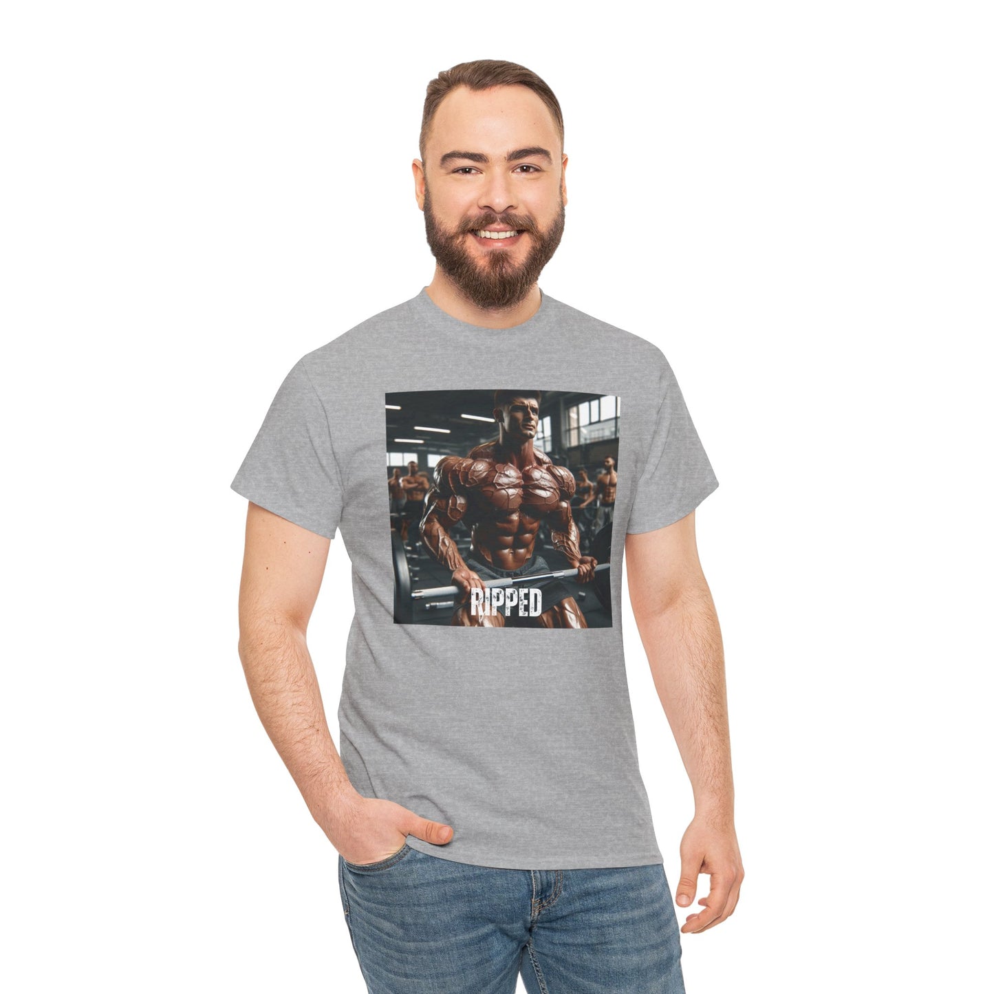 "Ripped" bodybuilding design Unisex Heavy Cotton Tee
