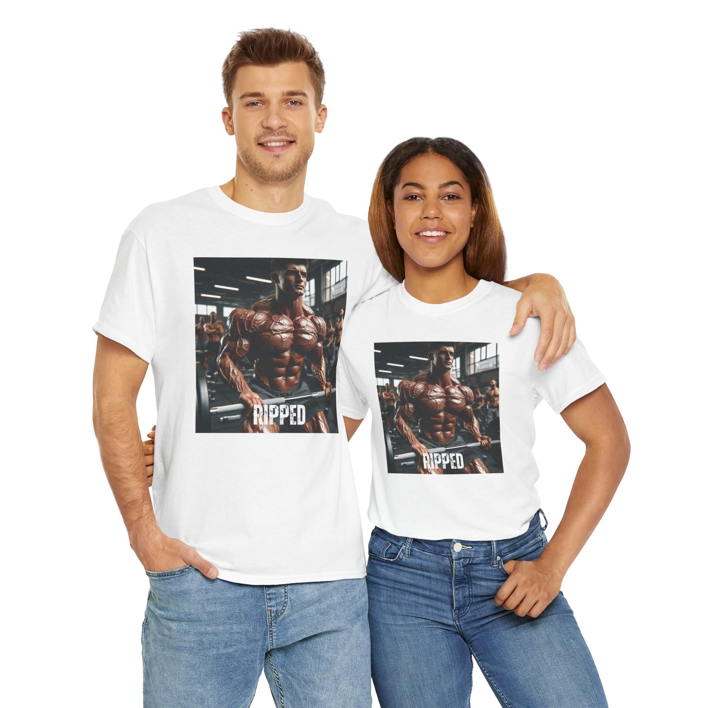 "Ripped" bodybuilding design Unisex Heavy Cotton Tee