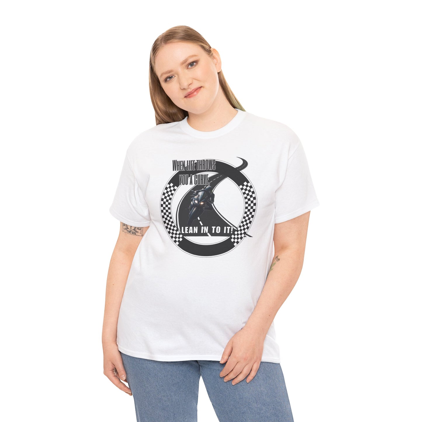 When Life Throws You A Curve, Lean In To It Unisex Heavy Cotton Tee