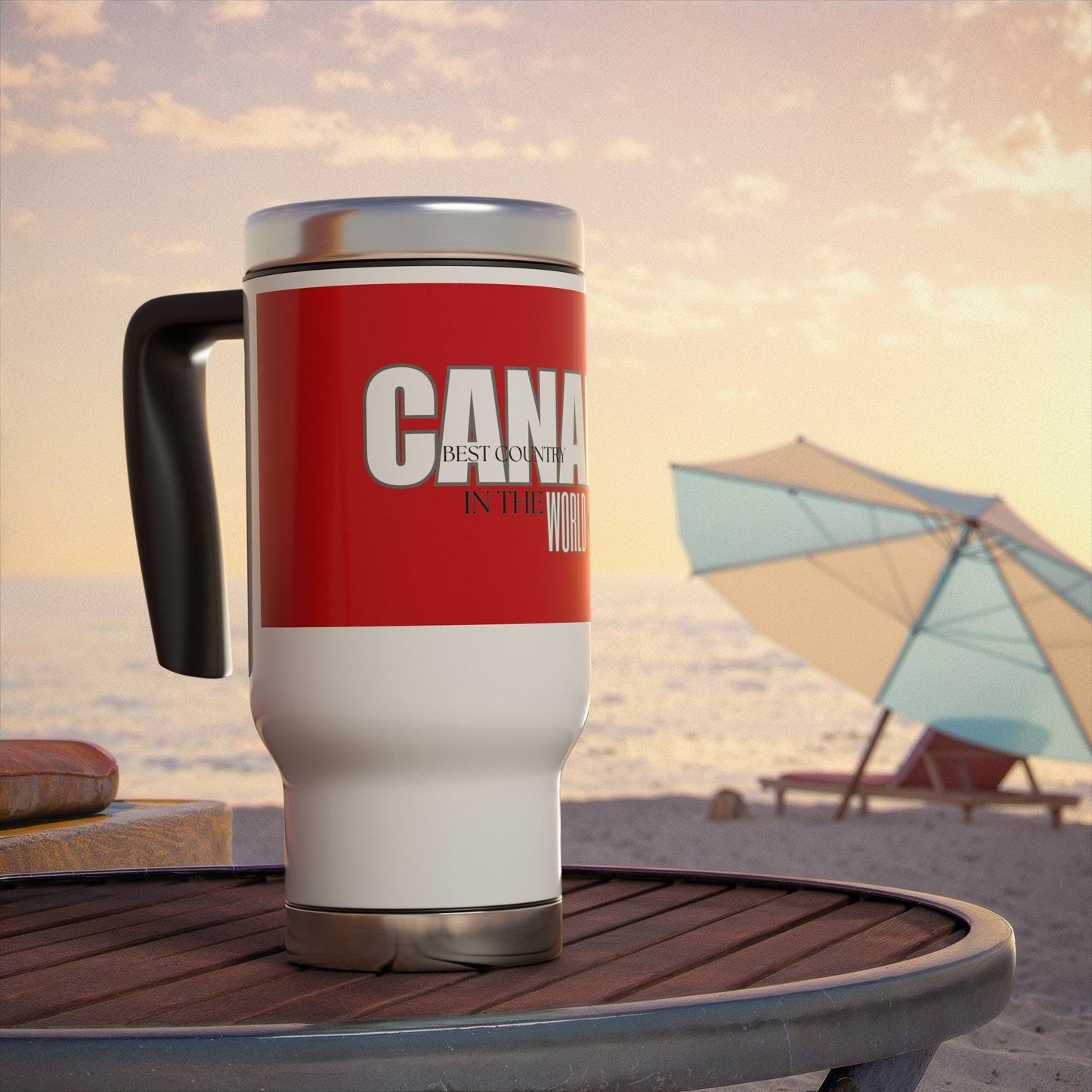 Canada / Best country in the world / Stainless Steel Travel Mug with Handle, 14oz