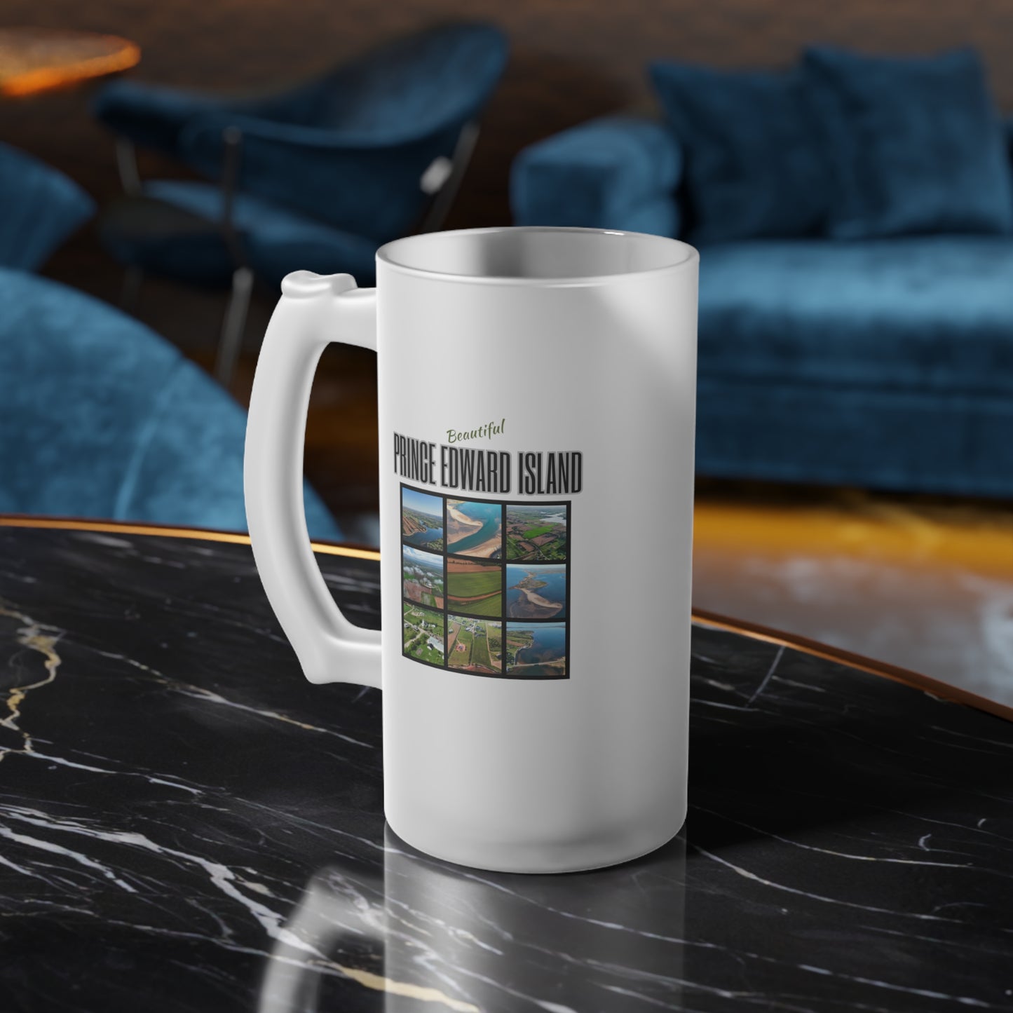 Prince Edward Island / Frosted Glass Beer Mug 16 oz