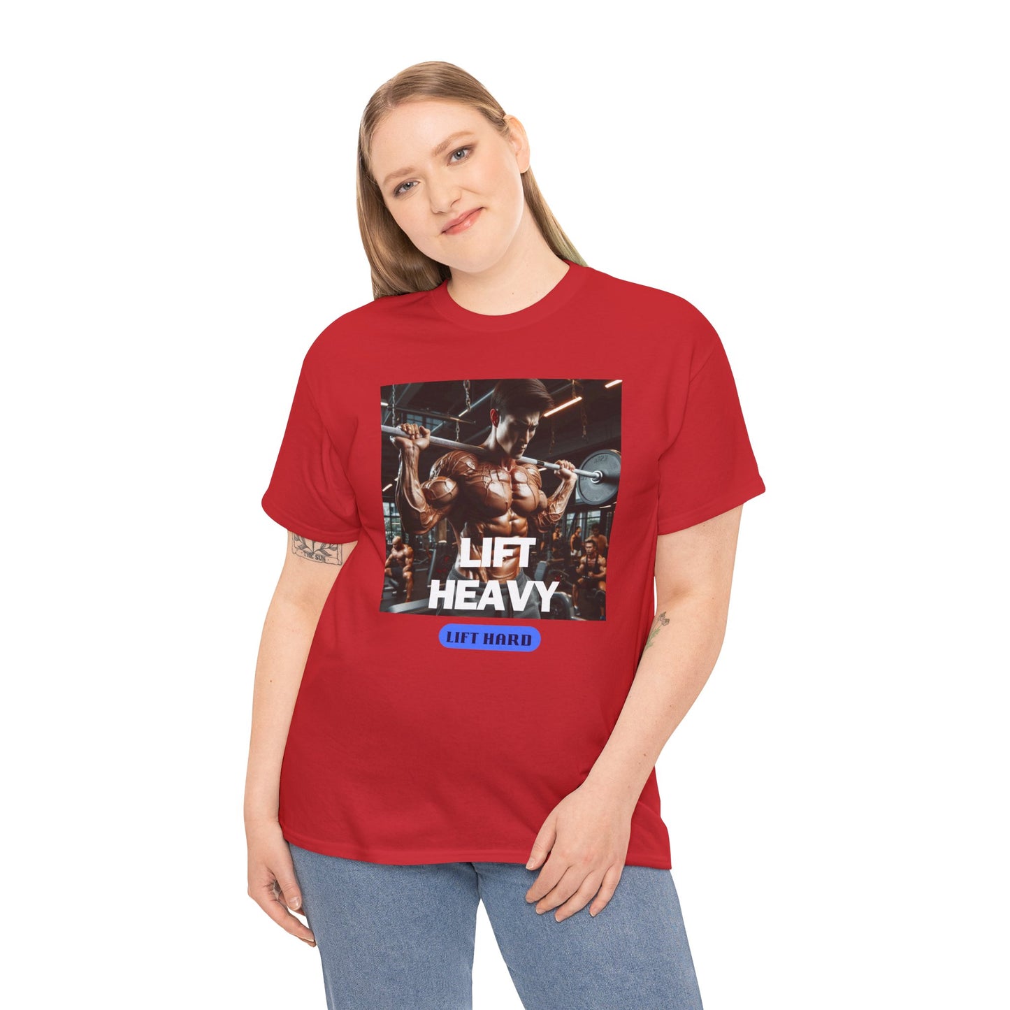 Lift heavy lift hard Unisex Heavy Cotton Tee