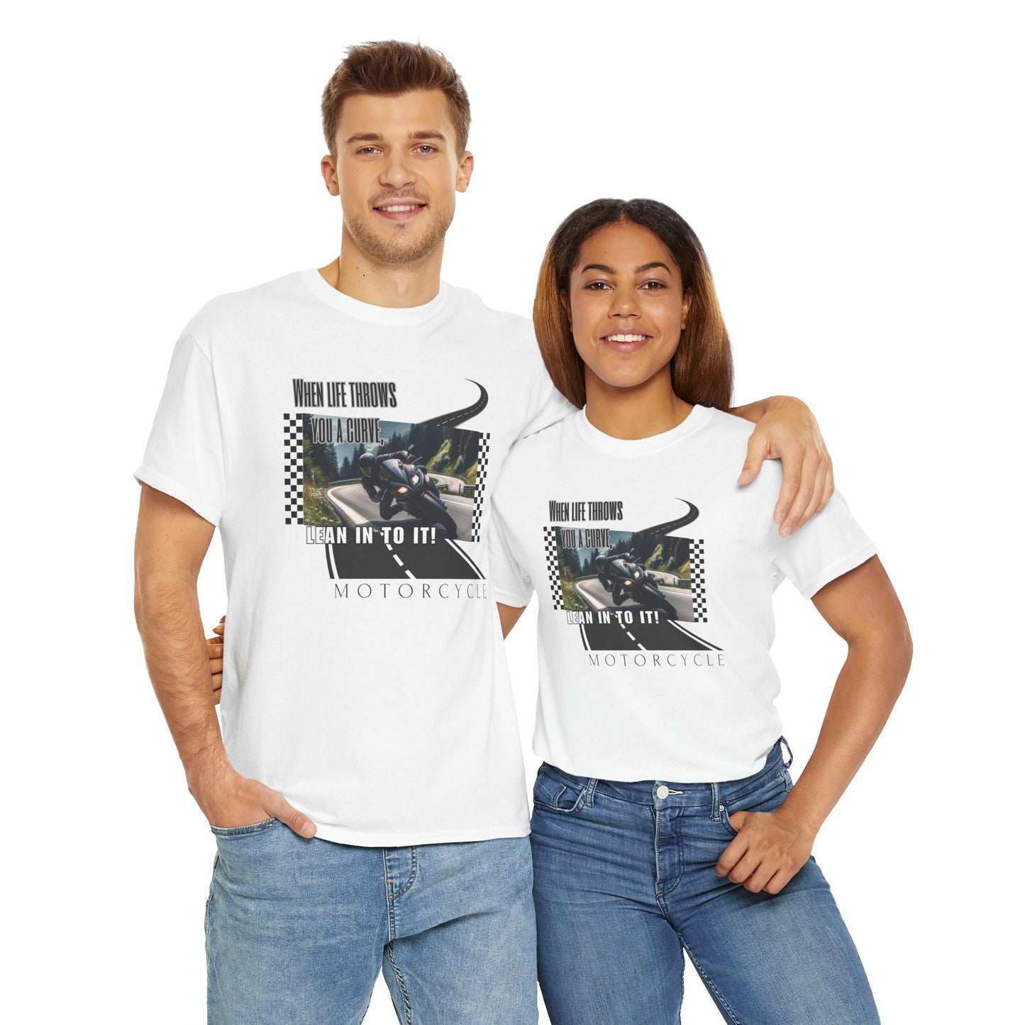 When Life Throws You A Curve, Lean In To It Unisex Heavy Cotton Tee