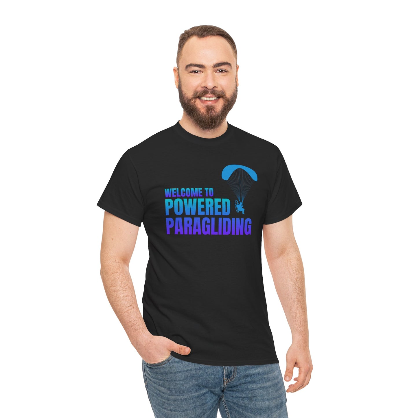 Welcome to Powered Paragliding Unisex Heavy Cotton Tee