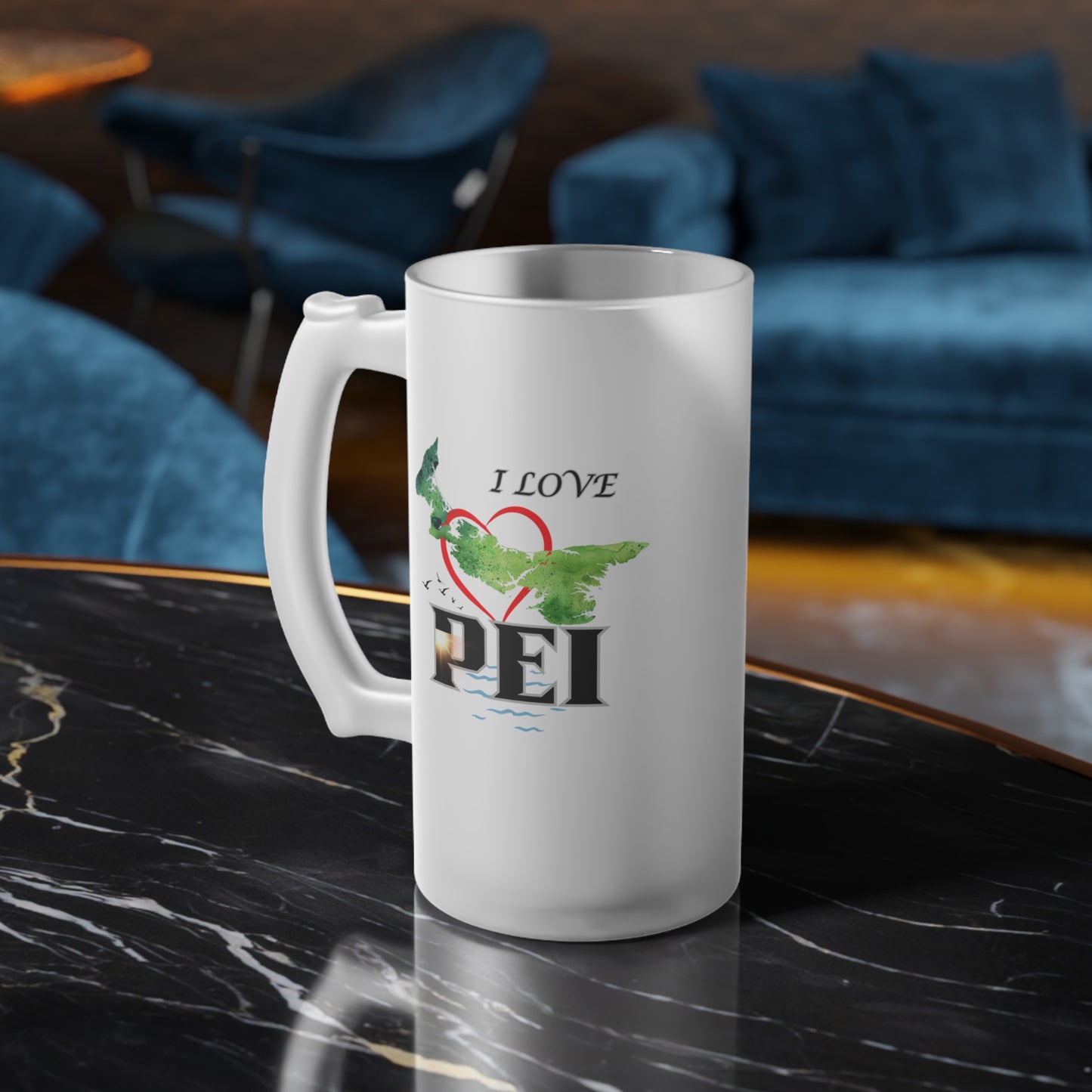 Prince Edward Island / Frosted Glass Beer Mug 16 oz