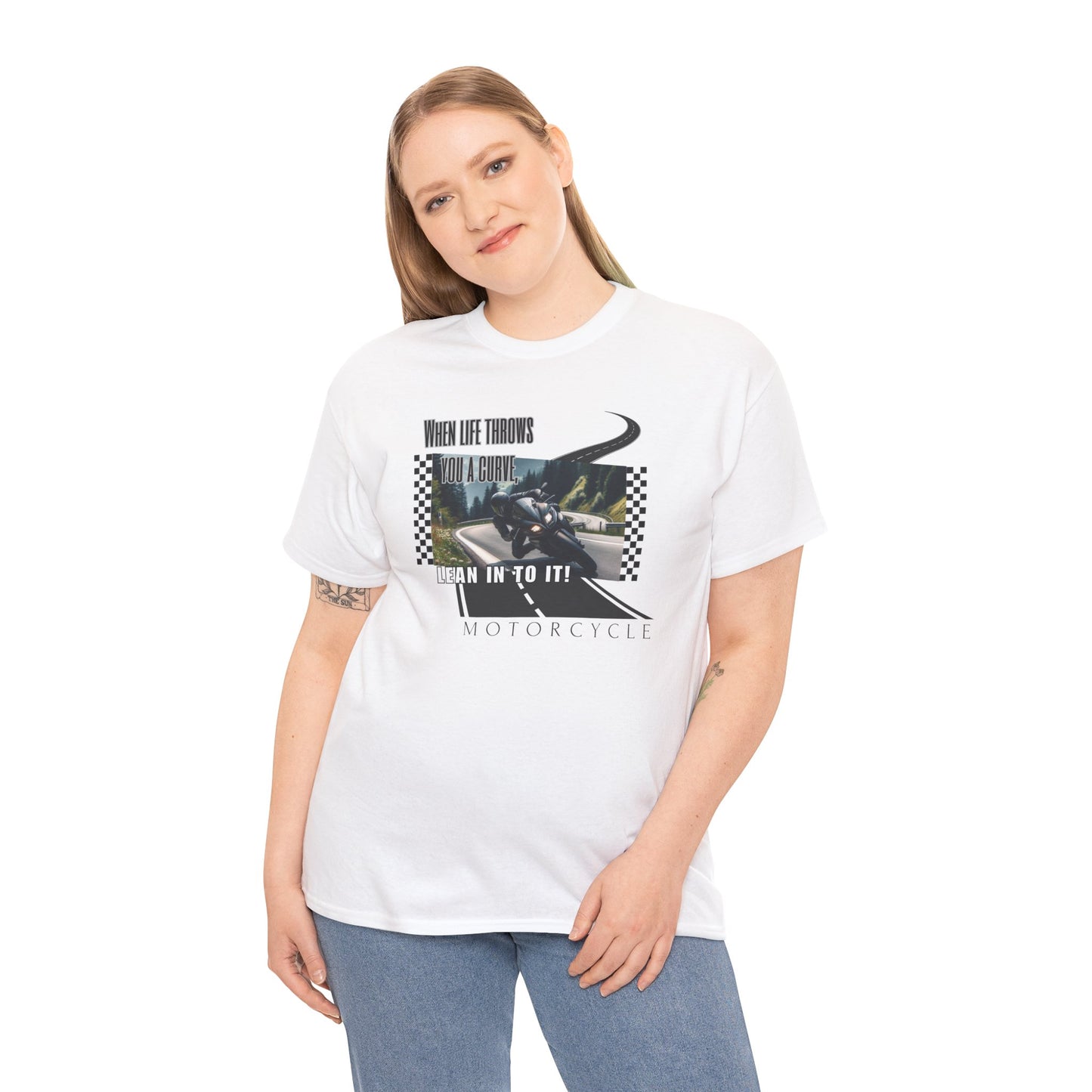 When Life Throws You A Curve, Lean In To It Unisex Heavy Cotton Tee