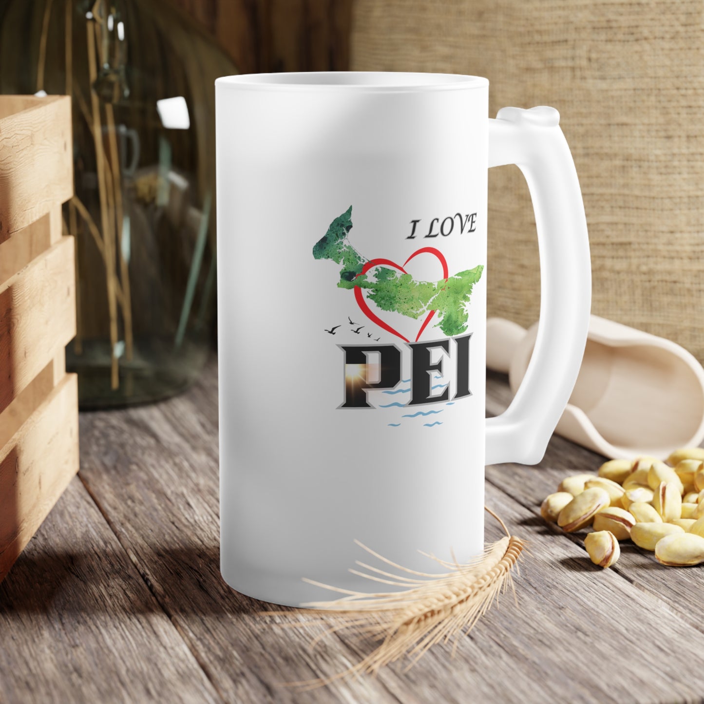 Prince Edward Island / Frosted Glass Beer Mug 16 oz