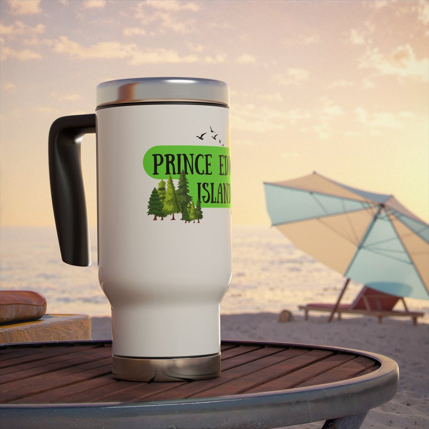 Prince Edward Island / Stainless Steel Travel Mug with Handle, 14oz