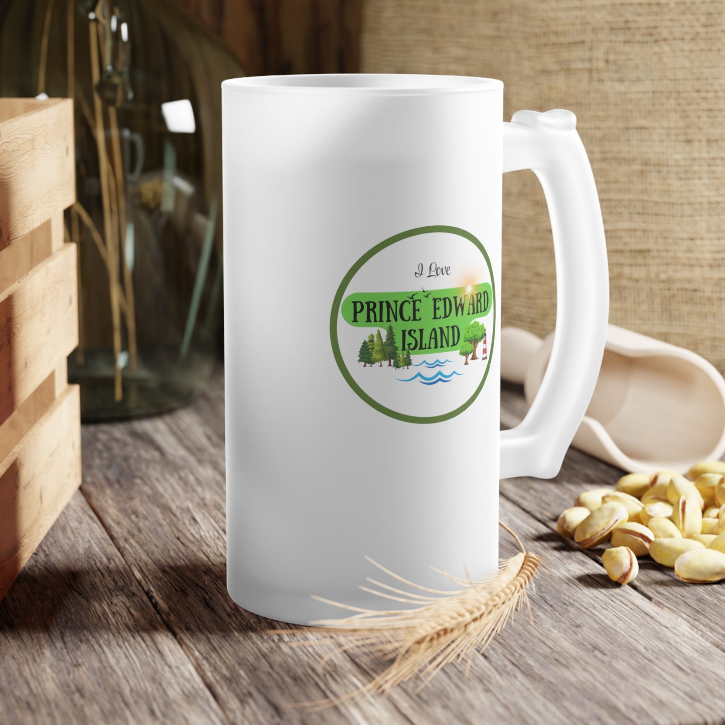 Prince Edward Island / Frosted Glass Beer Mug 16 oz