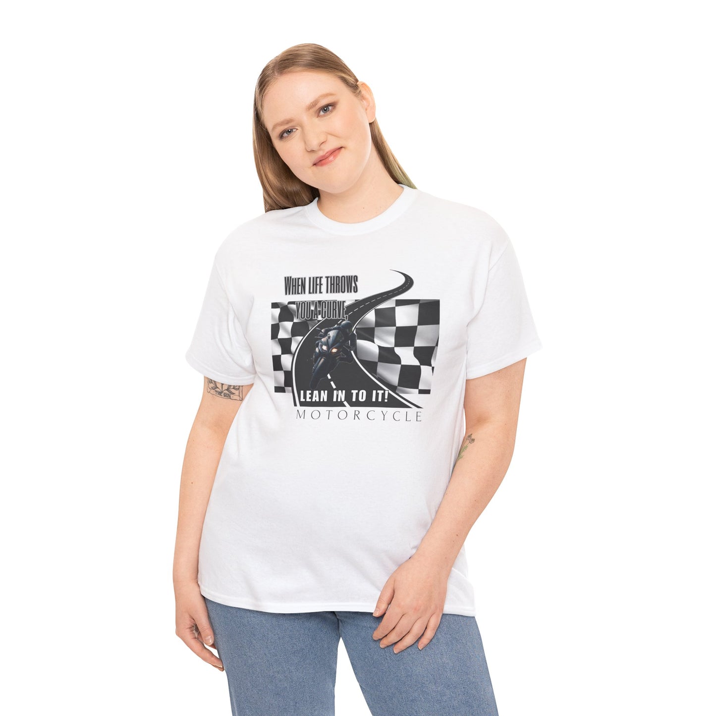 When life throws you a curve, lean in to it Unisex Heavy Cotton Tee