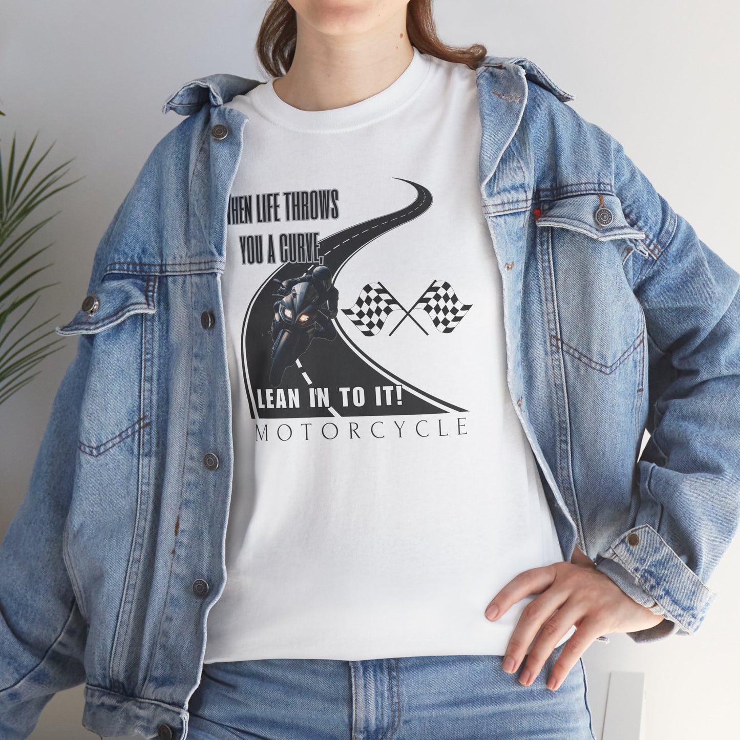When Life Throws You A Curve, Lean In To It Unisex Heavy Cotton Tee