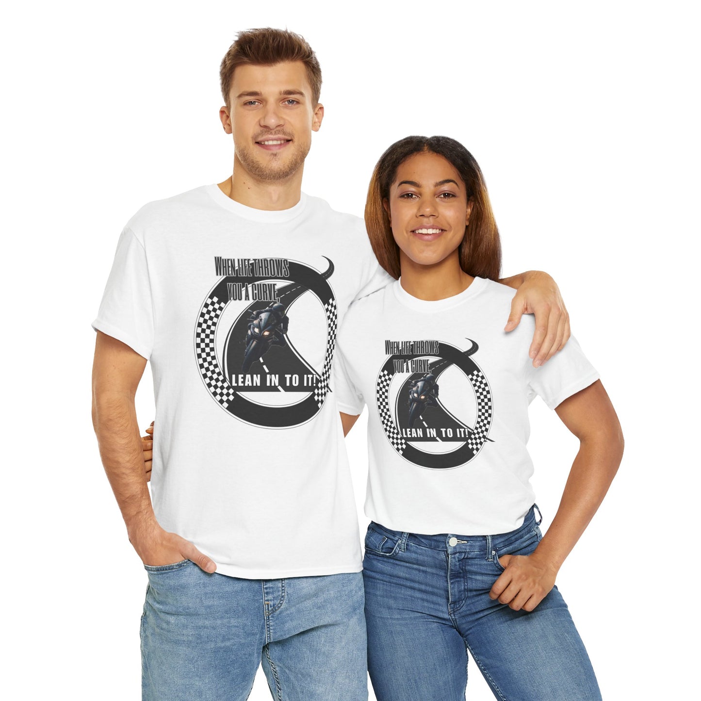 When Life Throws You A Curve, Lean In To It Unisex Heavy Cotton Tee