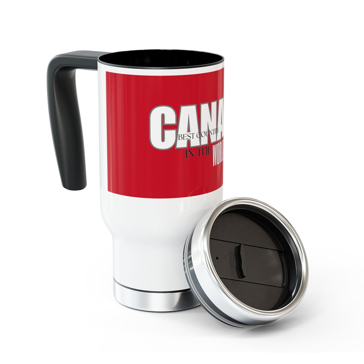 Canada / Best country in the world / Stainless Steel Travel Mug with Handle, 14oz