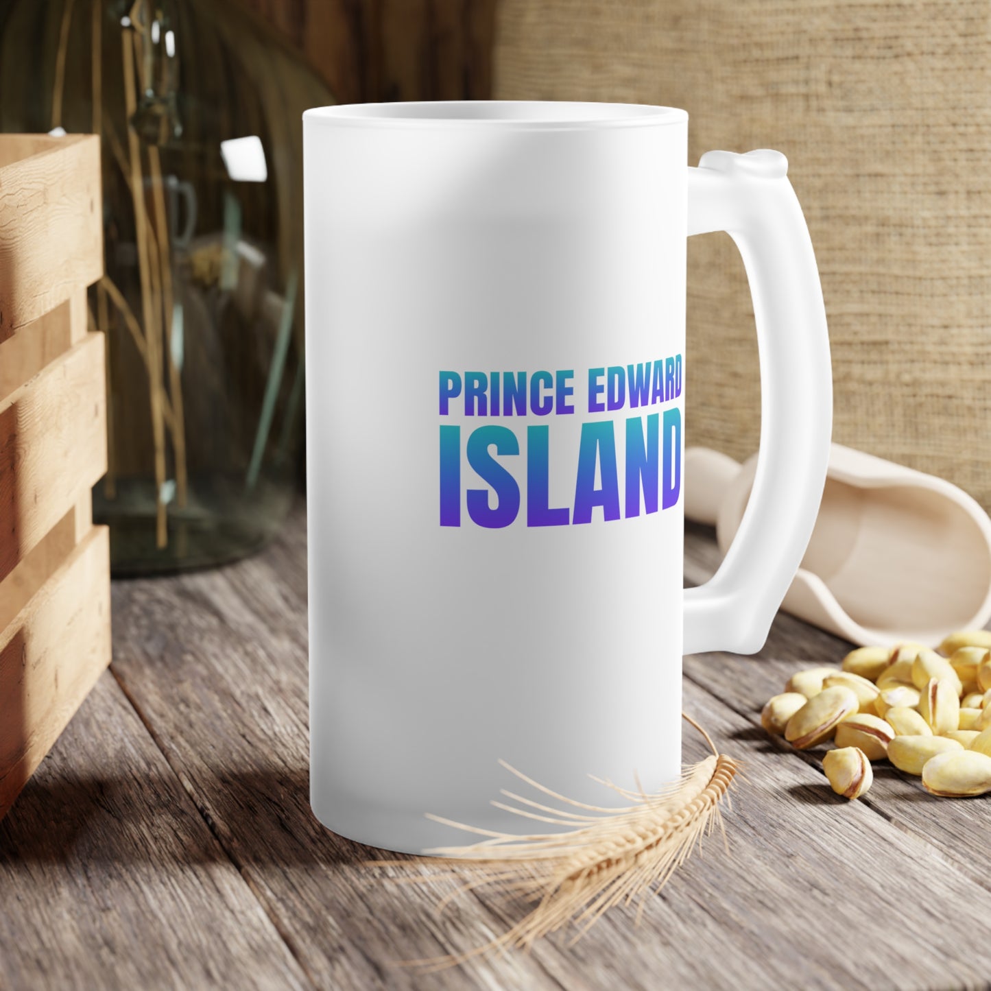 Prince Edward Island / Frosted Glass Beer Mug 16 oz