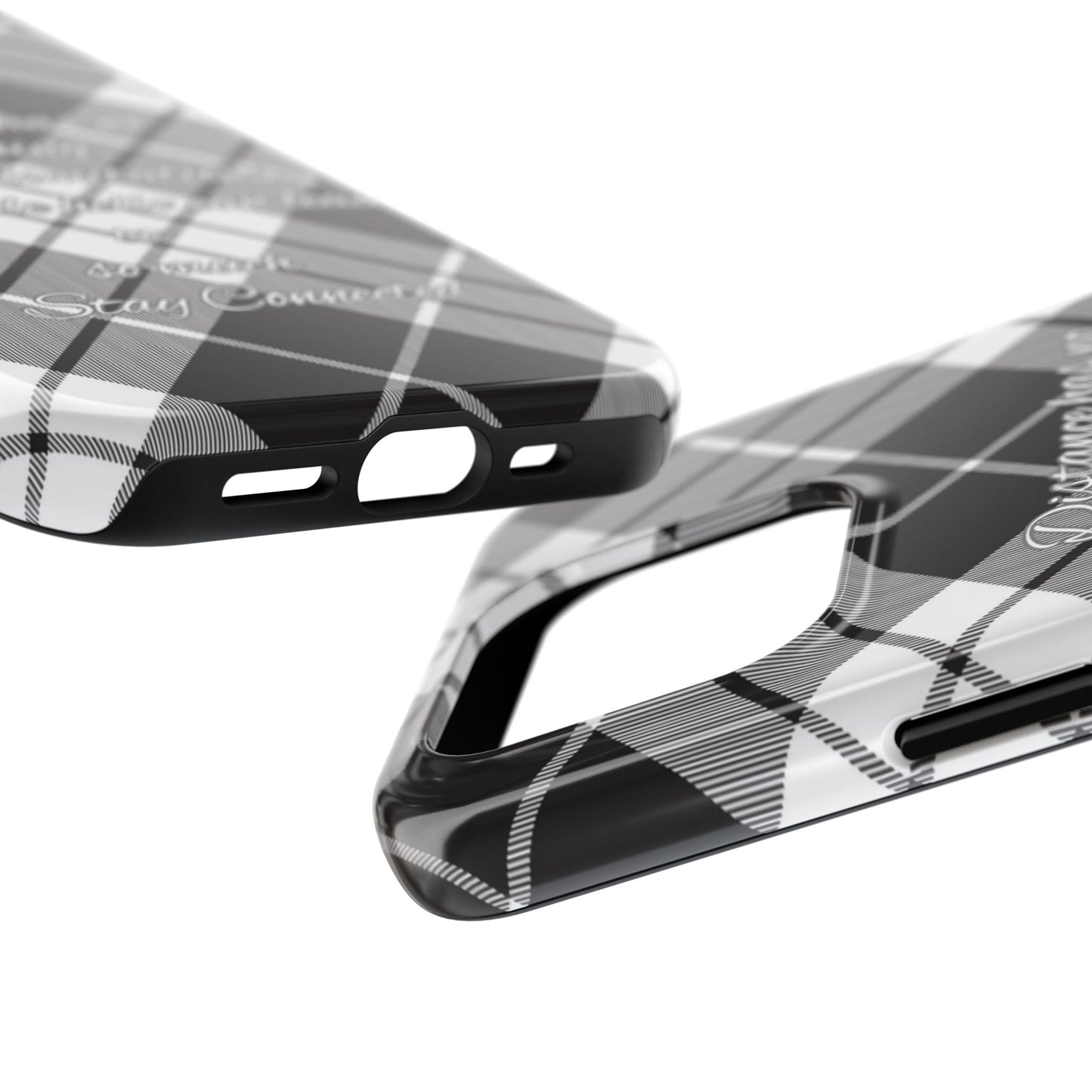Black checkered plaid / Tough Phone Cases