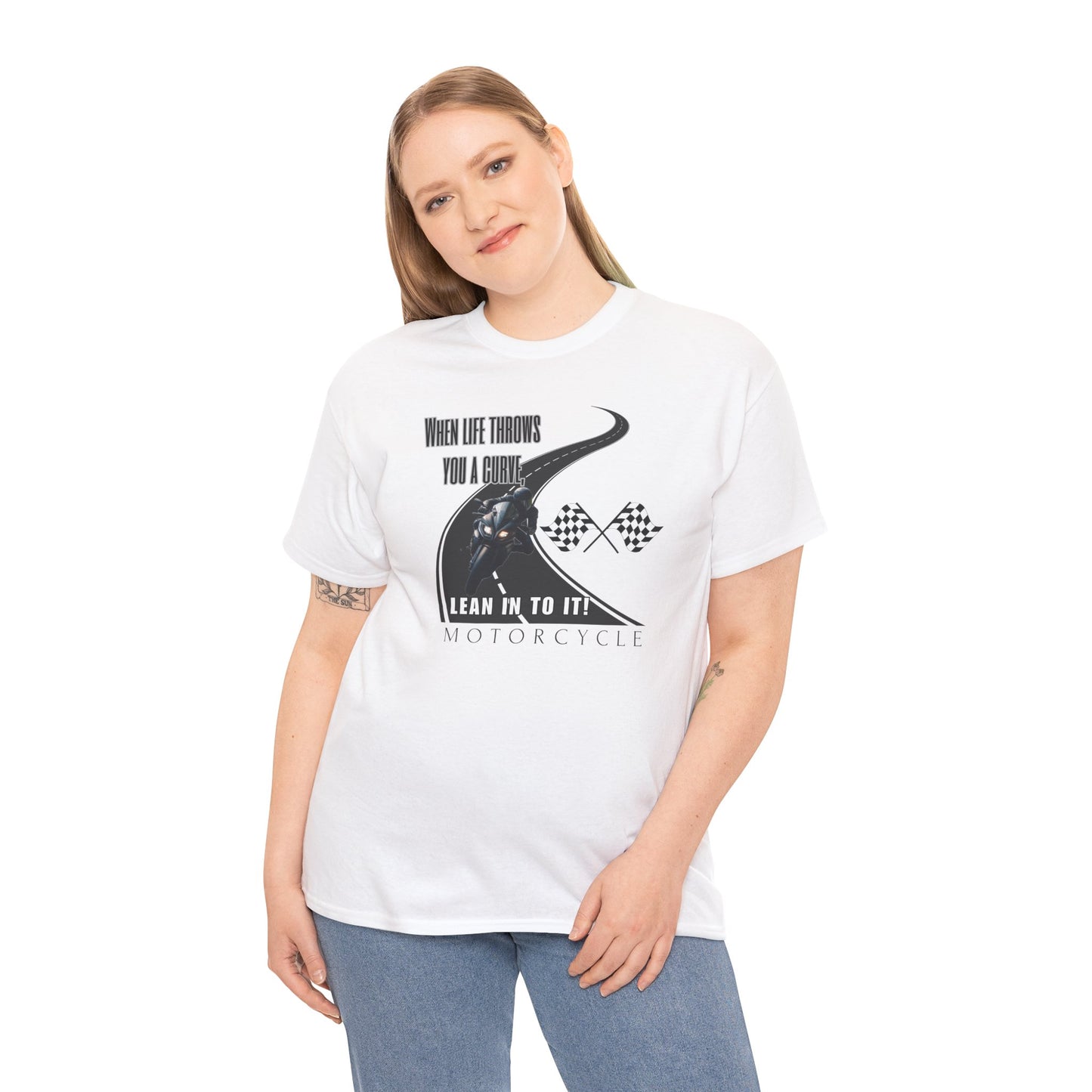 When Life Throws You A Curve, Lean In To It Unisex Heavy Cotton Tee