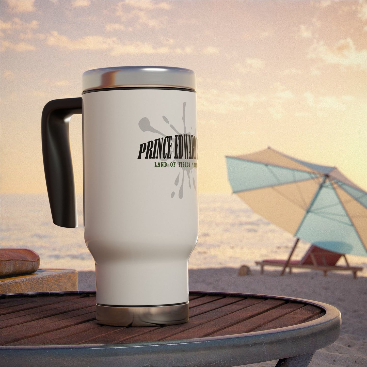 Prince Edward Island / Stainless Steel Travel Mug with Handle, 14oz