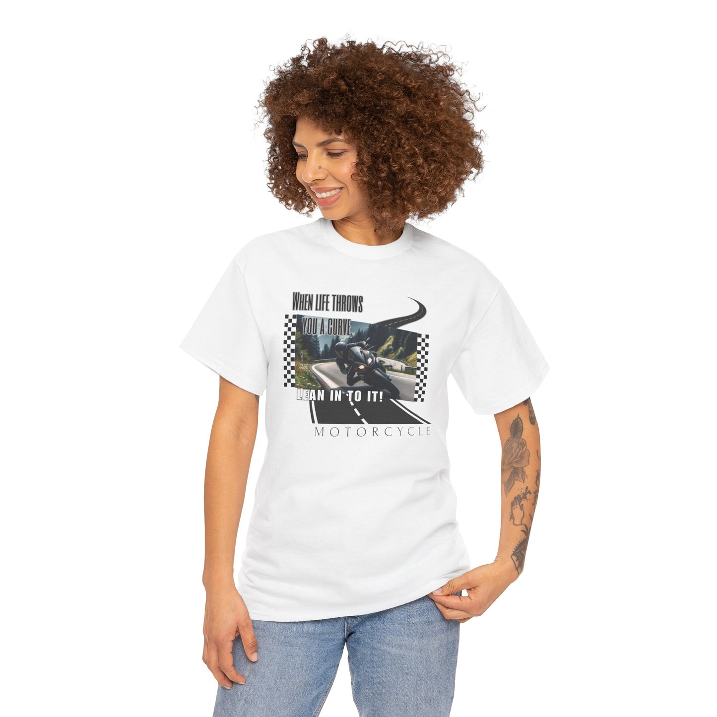 When Life Throws You A Curve, Lean In To It Unisex Heavy Cotton Tee