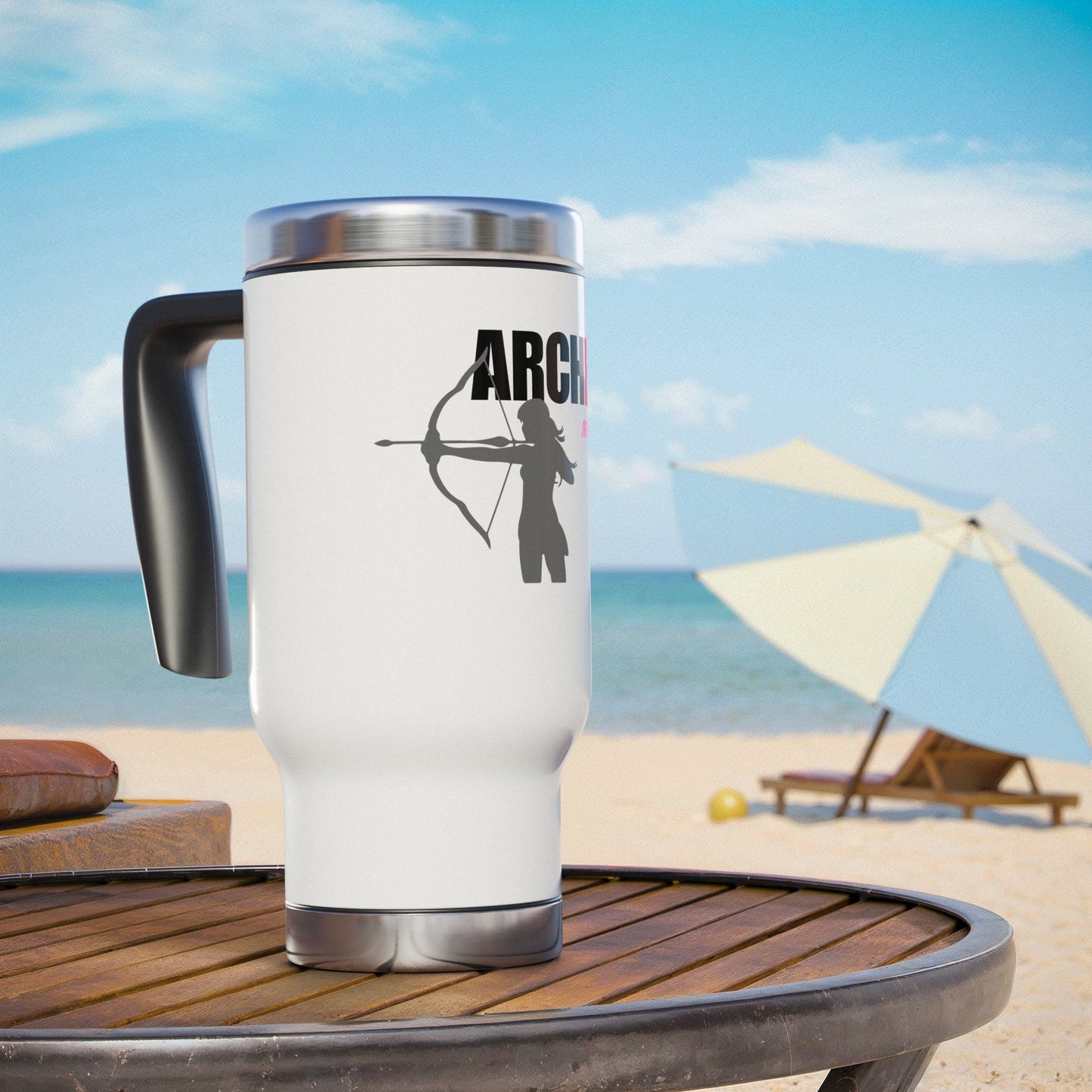 Archery Mastery / Stainless Steel Travel Mug with Handle, 14oz