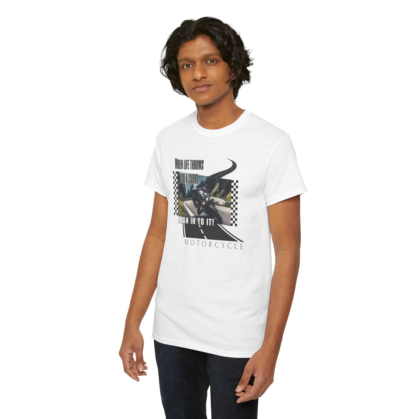 When Life Throws You A Curve, Lean In To It Unisex Heavy Cotton Tee