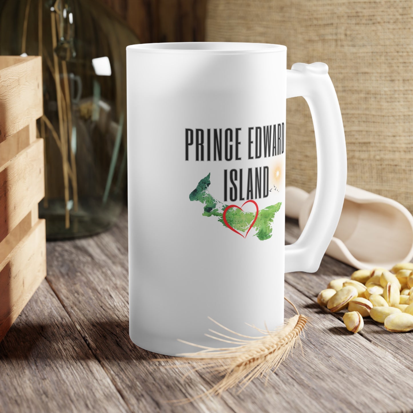 Prince Edward Island / Frosted Glass Beer Mug 16 oz