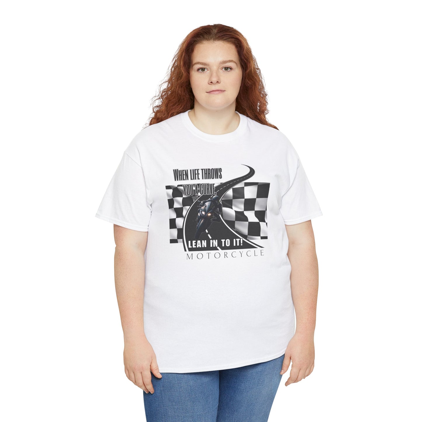 When life throws you a curve, lean in to it Unisex Heavy Cotton Tee