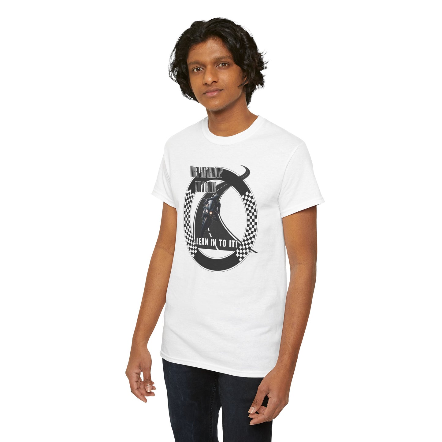When Life Throws You A Curve, Lean In To It Unisex Heavy Cotton Tee