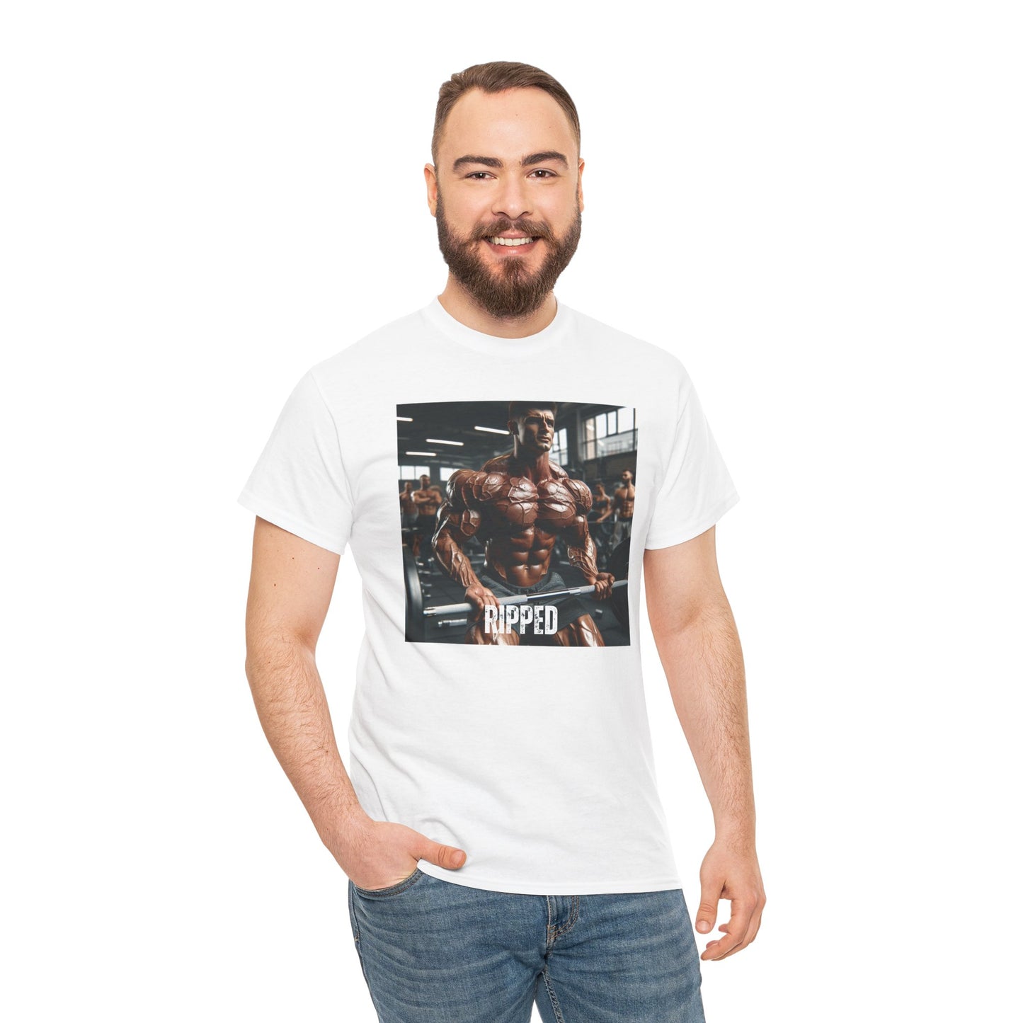 "Ripped" bodybuilding design Unisex Heavy Cotton Tee