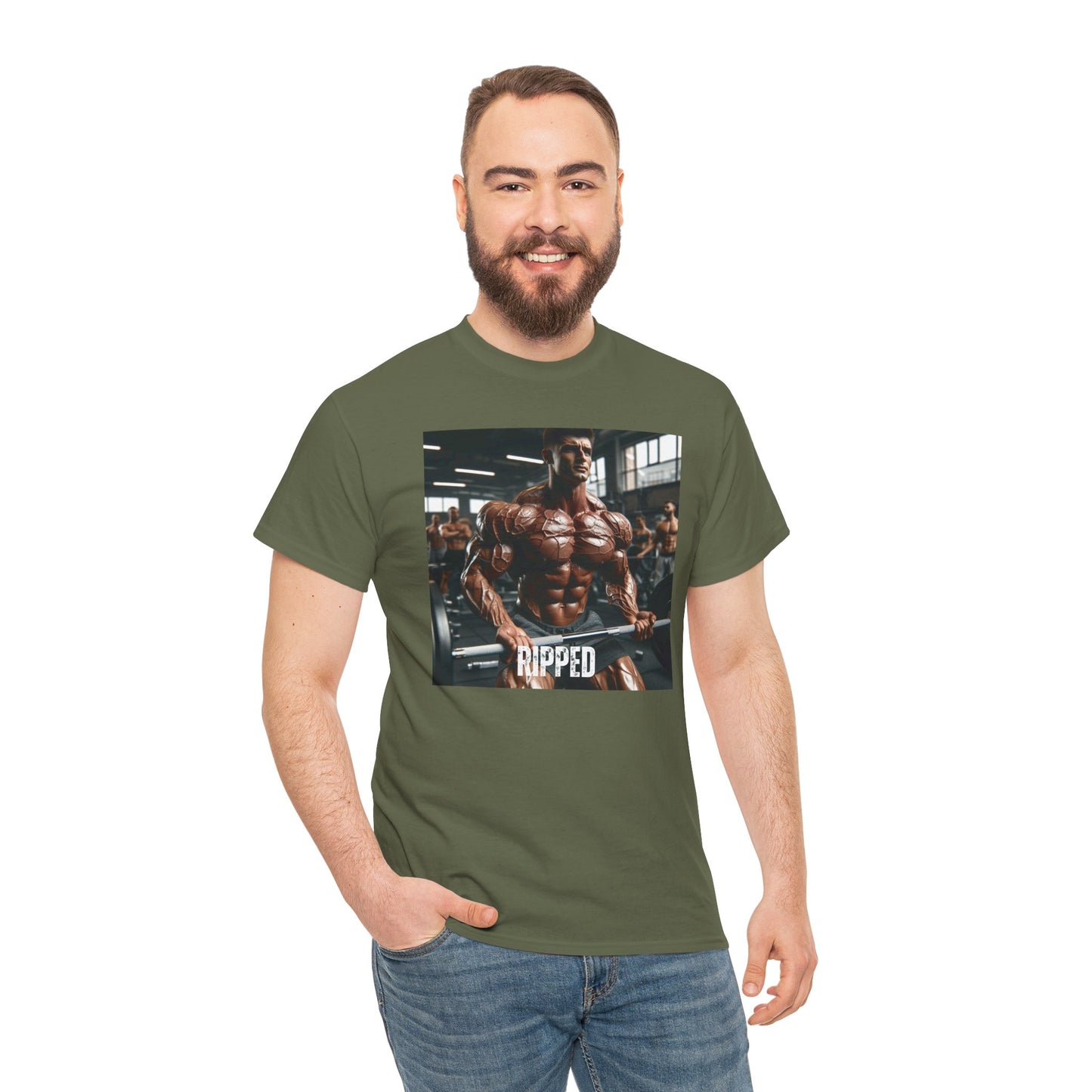 "Ripped" bodybuilding design Unisex Heavy Cotton Tee