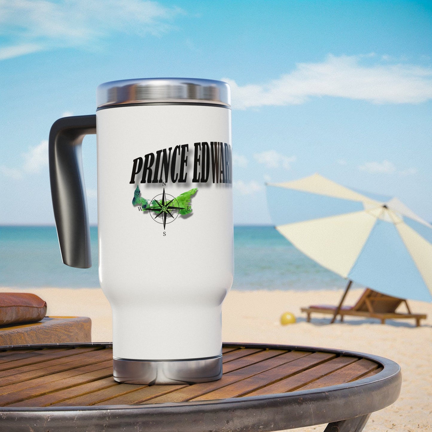 Prince Edward Island / Stainless Steel Travel Mug with Handle, 14oz