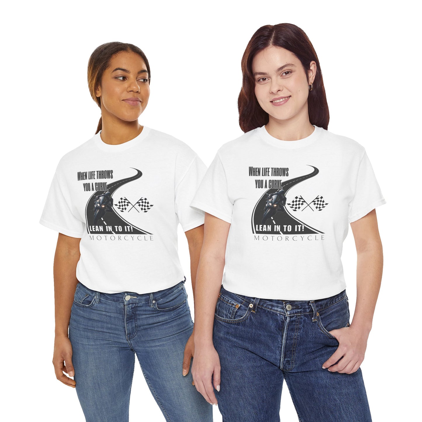 When Life Throws You A Curve, Lean In To It Unisex Heavy Cotton Tee