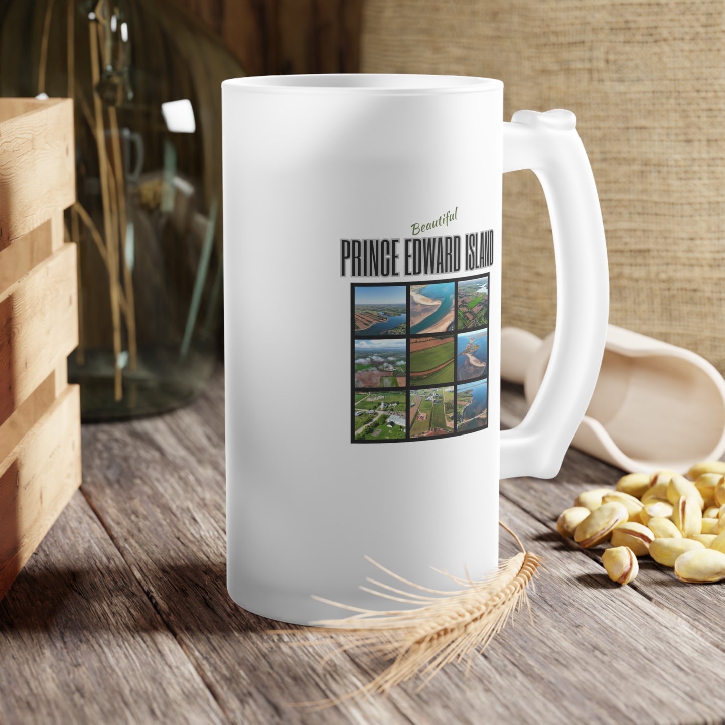 Prince Edward Island / Frosted Glass Beer Mug 16 oz