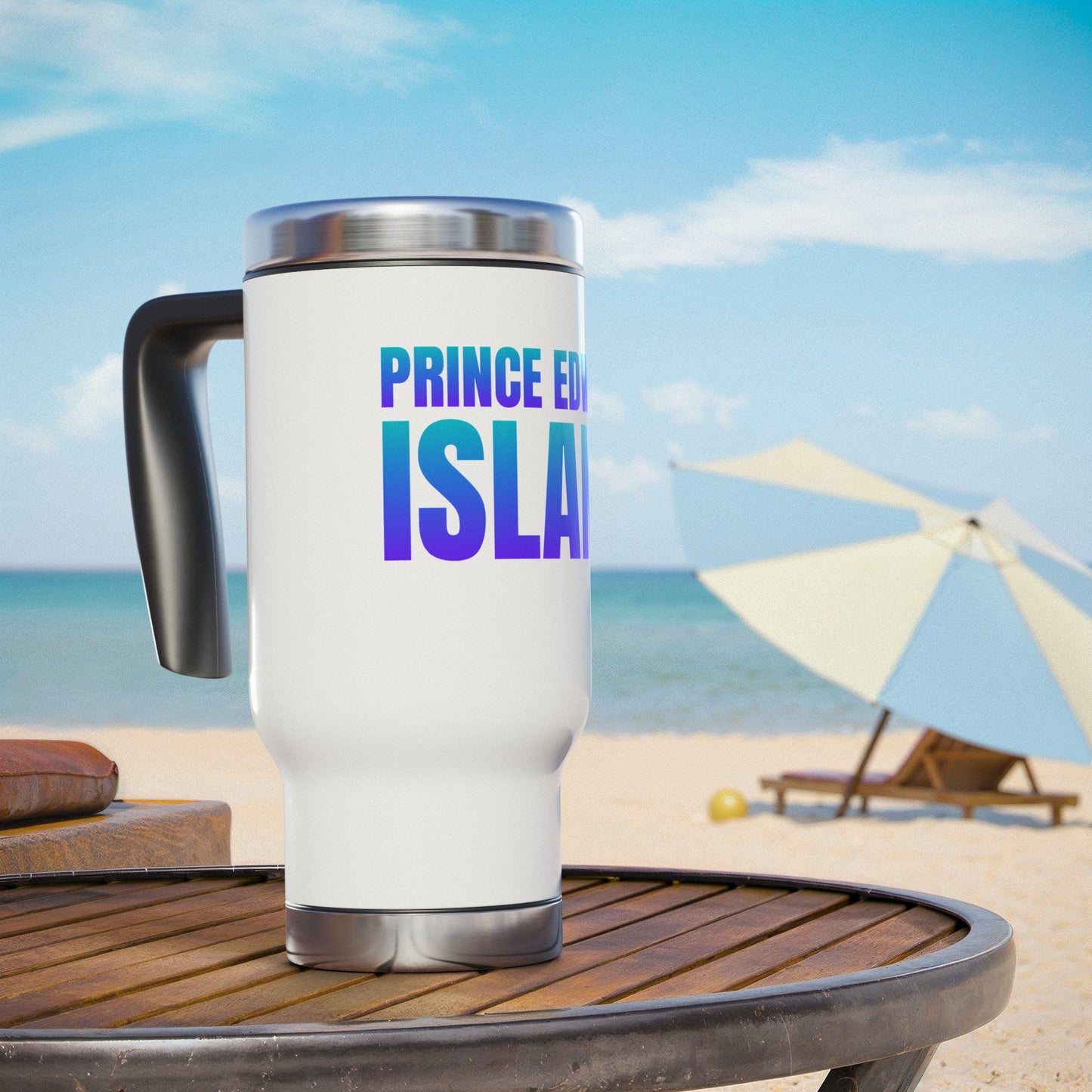 Prince Edward Island / Stainless Steel Travel Mug with Handle, 14oz