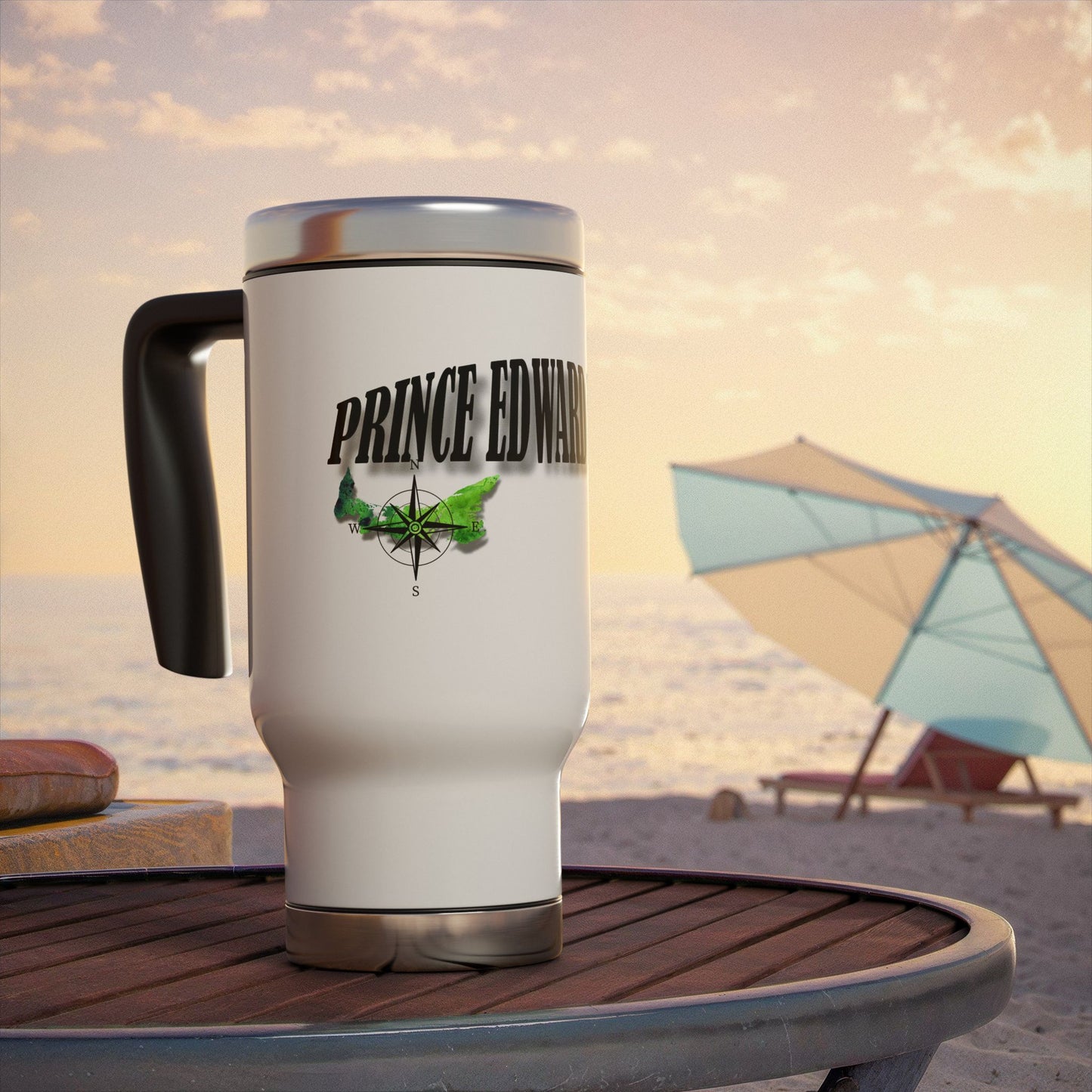 Prince Edward Island / Stainless Steel Travel Mug with Handle, 14oz