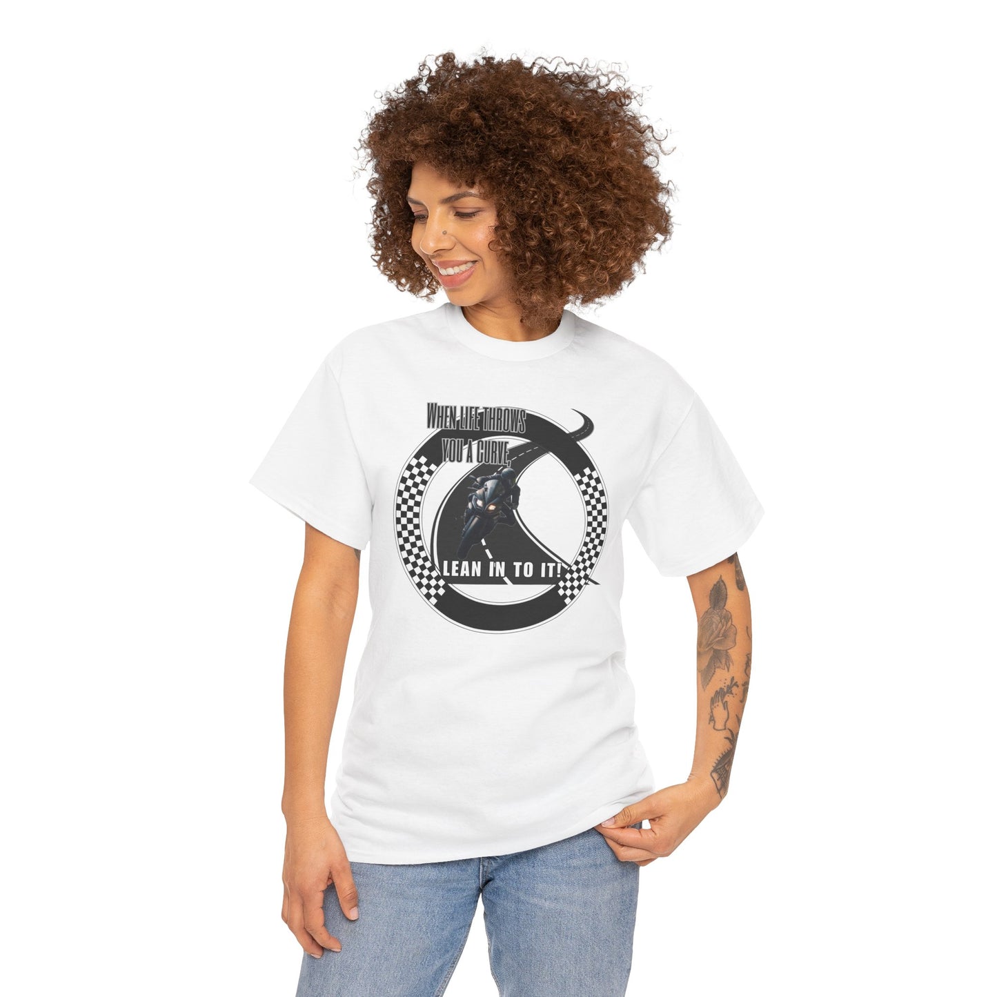 When Life Throws You A Curve, Lean In To It Unisex Heavy Cotton Tee